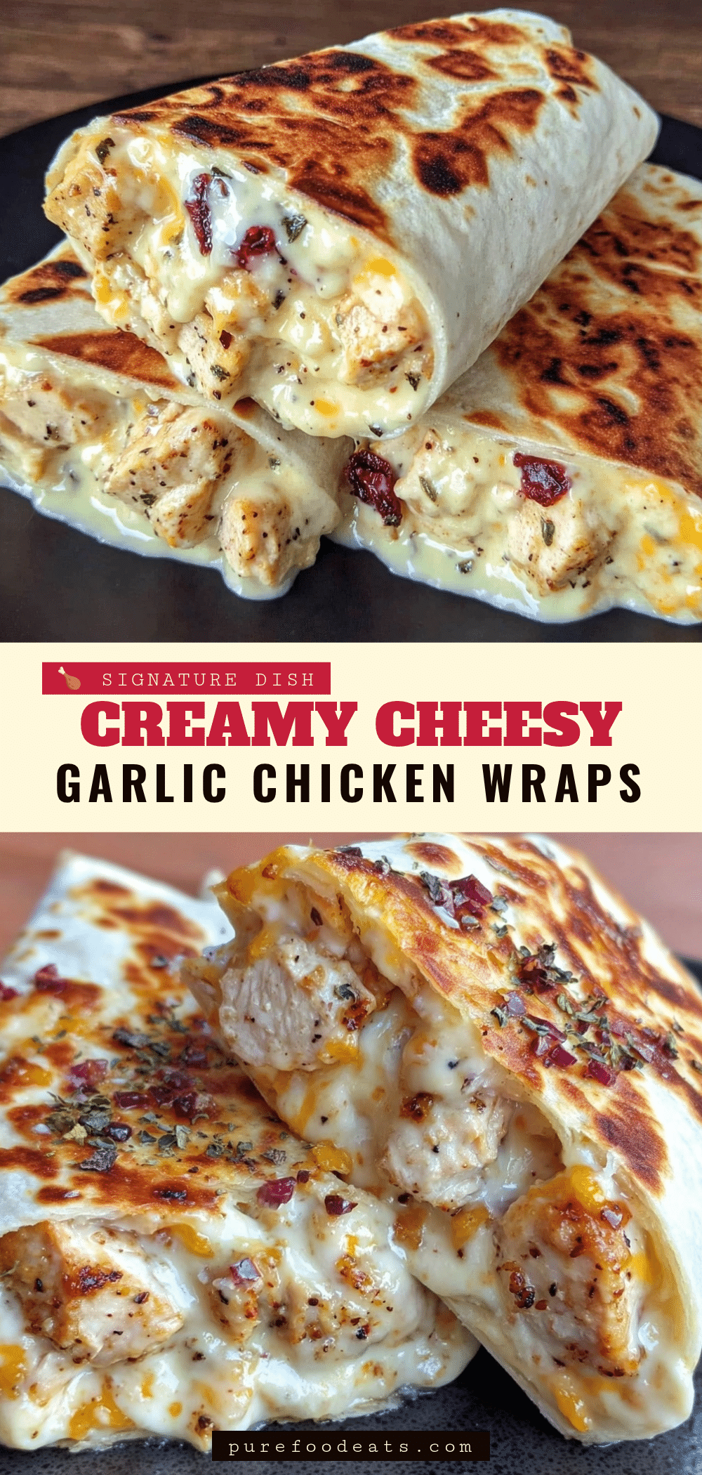 cheesy garlic chicken wraps recipe
