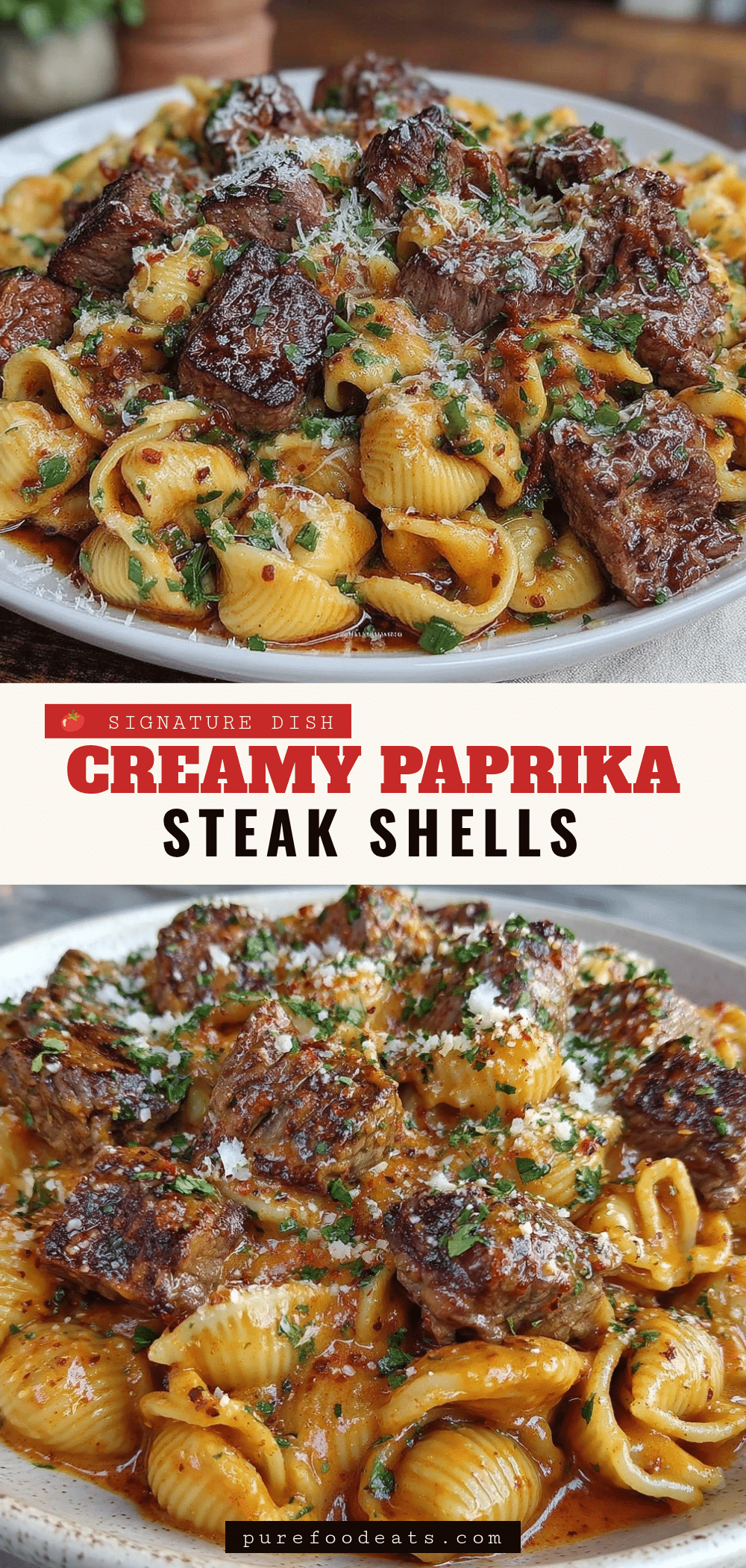 Creamy Paprika Steak Shells recipe