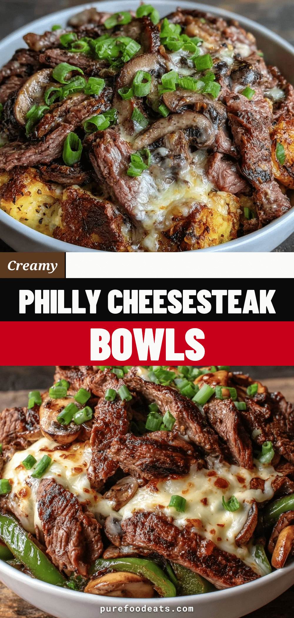 Hearty Philly Cheesesteak Bowls recipe