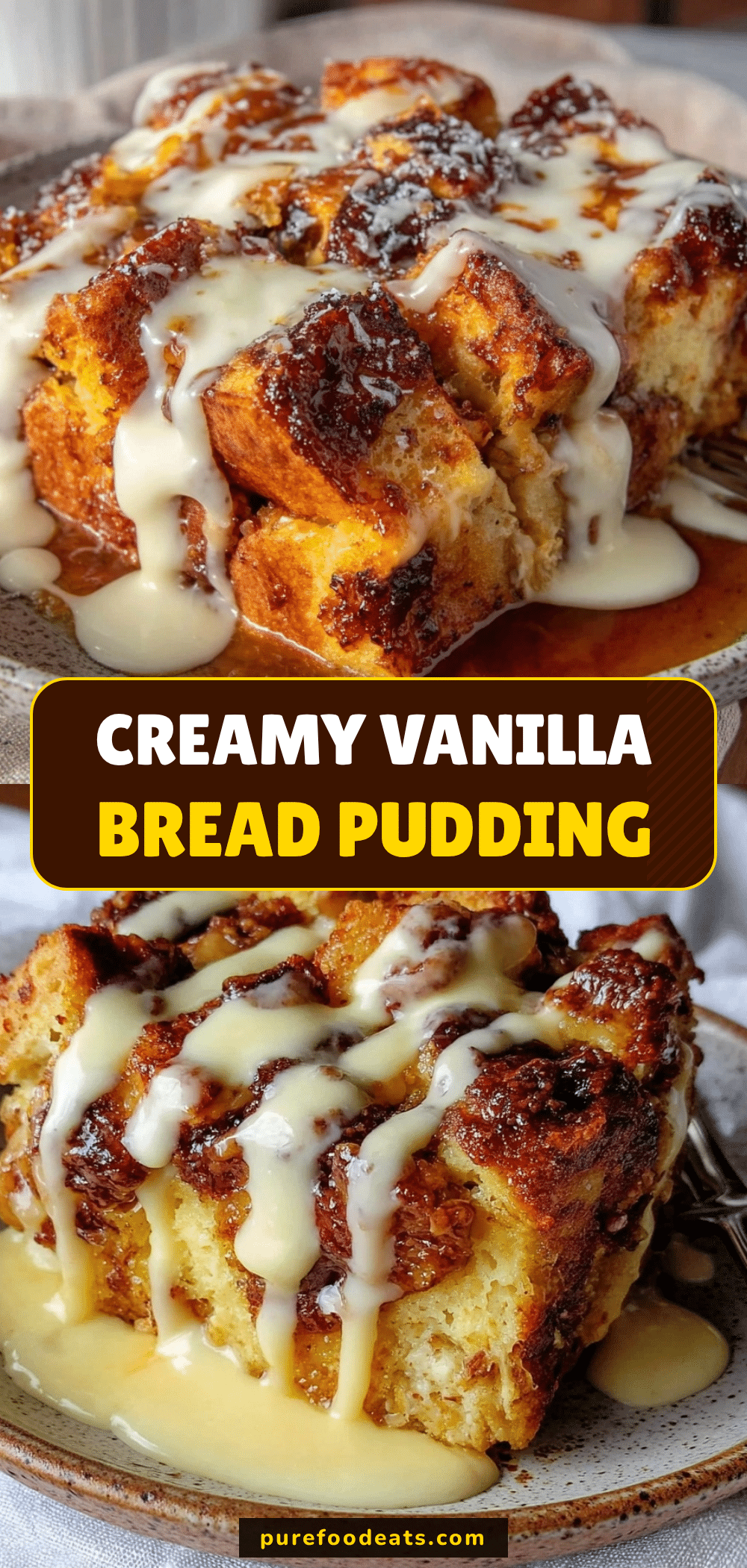 homemade bread pudding with vanilla sauce recipe