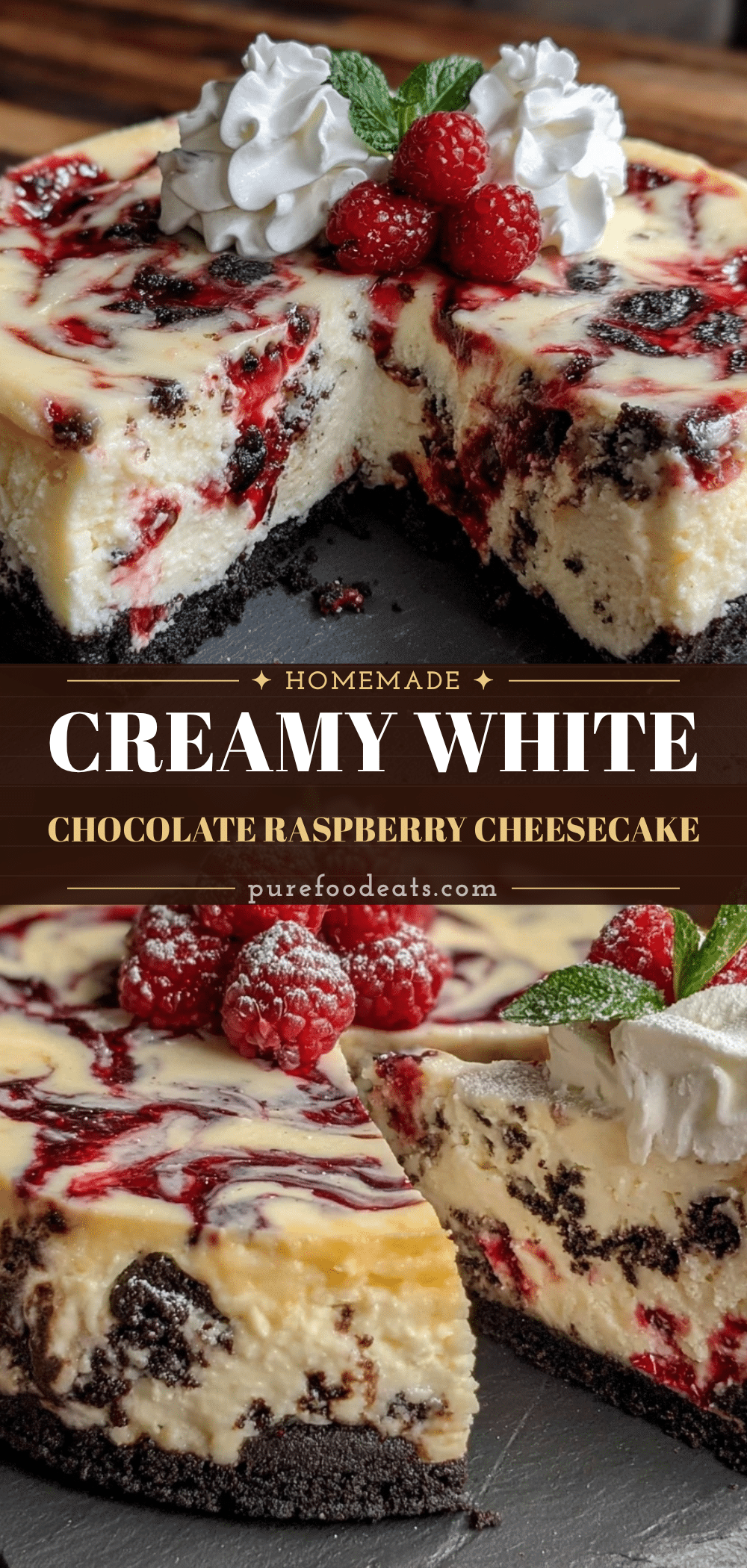Homemade White Chocolate Raspberry Cheesecake recipe