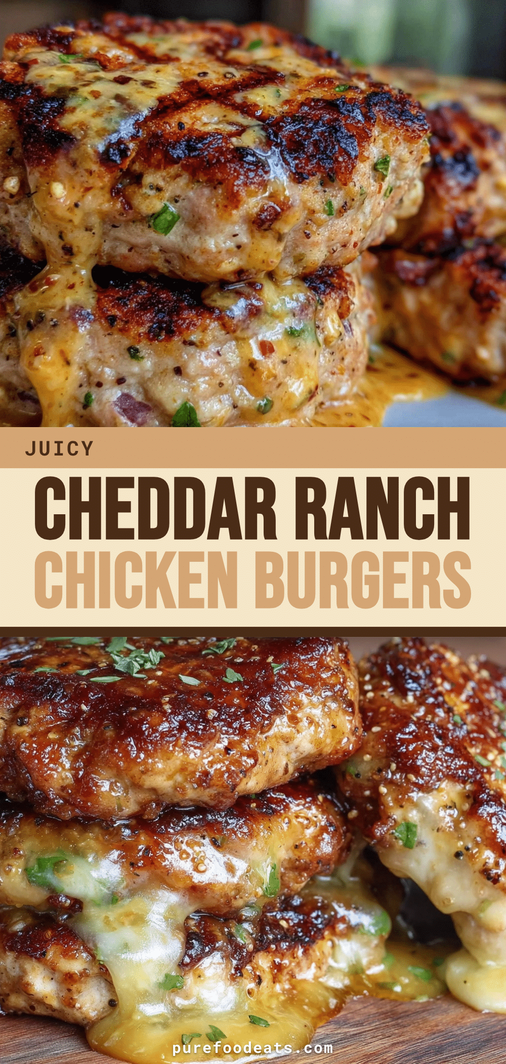 Cheesy Cheddar Ranch Chicken Burgers recipe