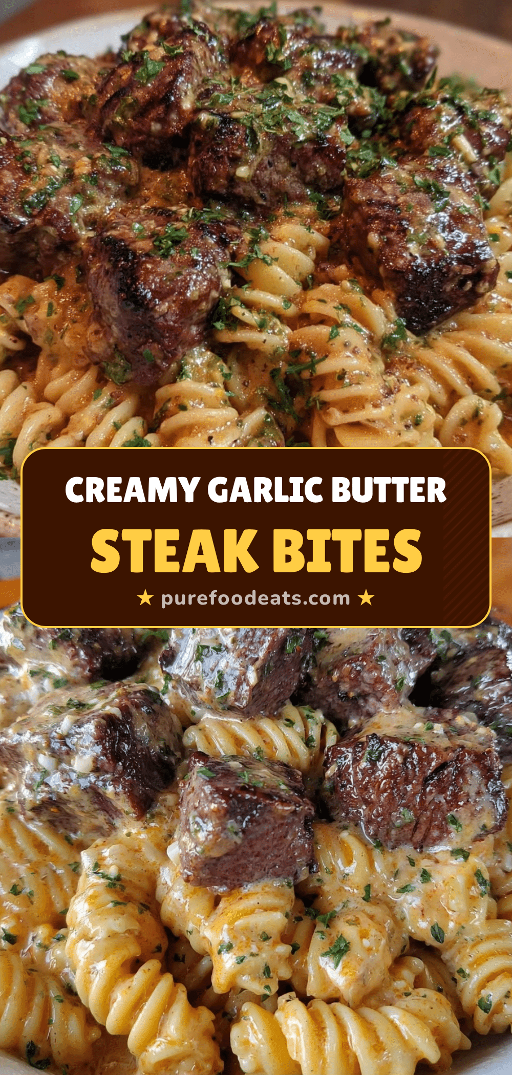creamy garlic butter steak bites pasta recipe