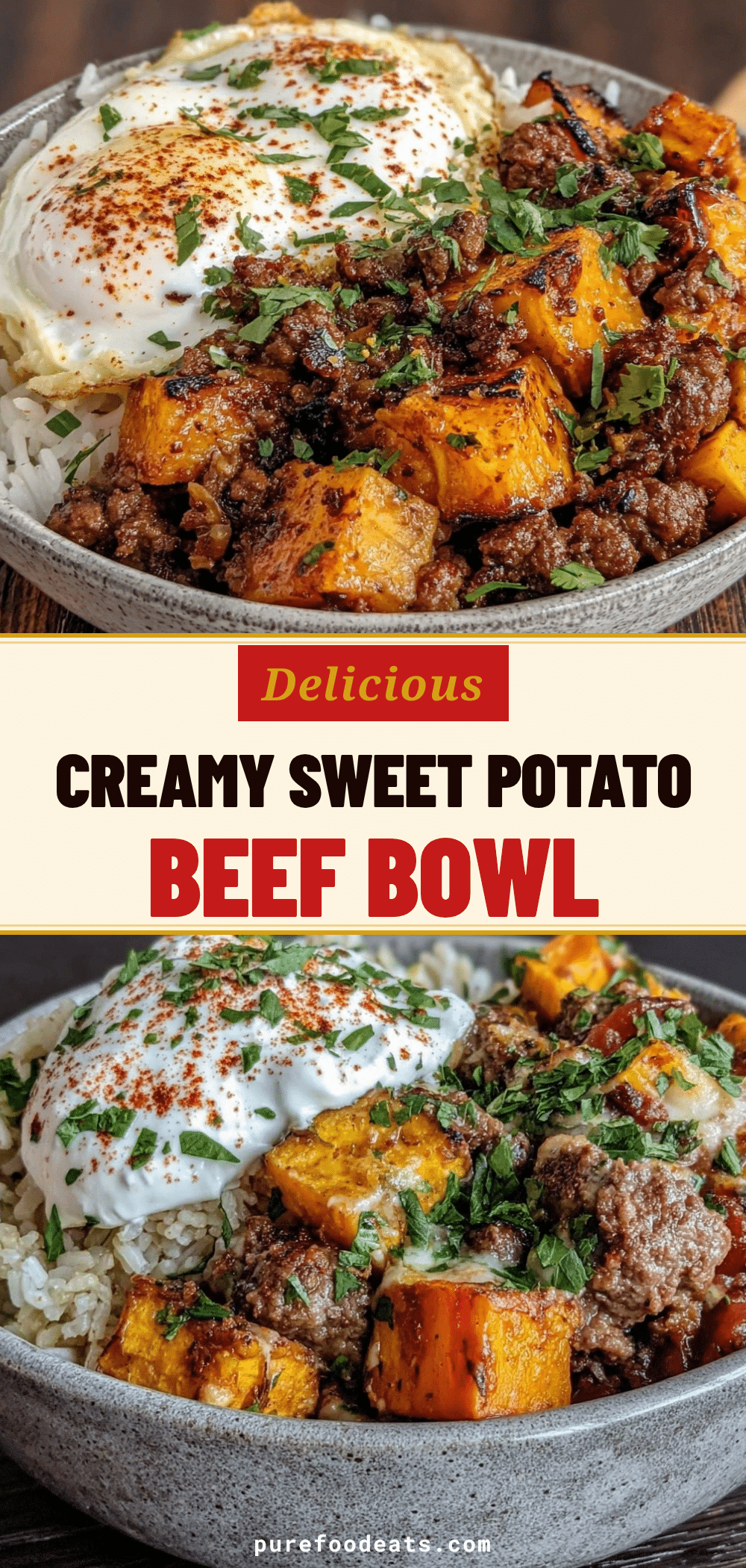 creamy sweet potato beef bowl recipe