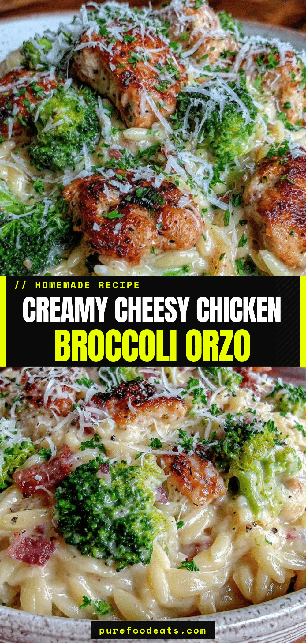 One Pot Cheesy Chicken Broccoli Orzo recipe