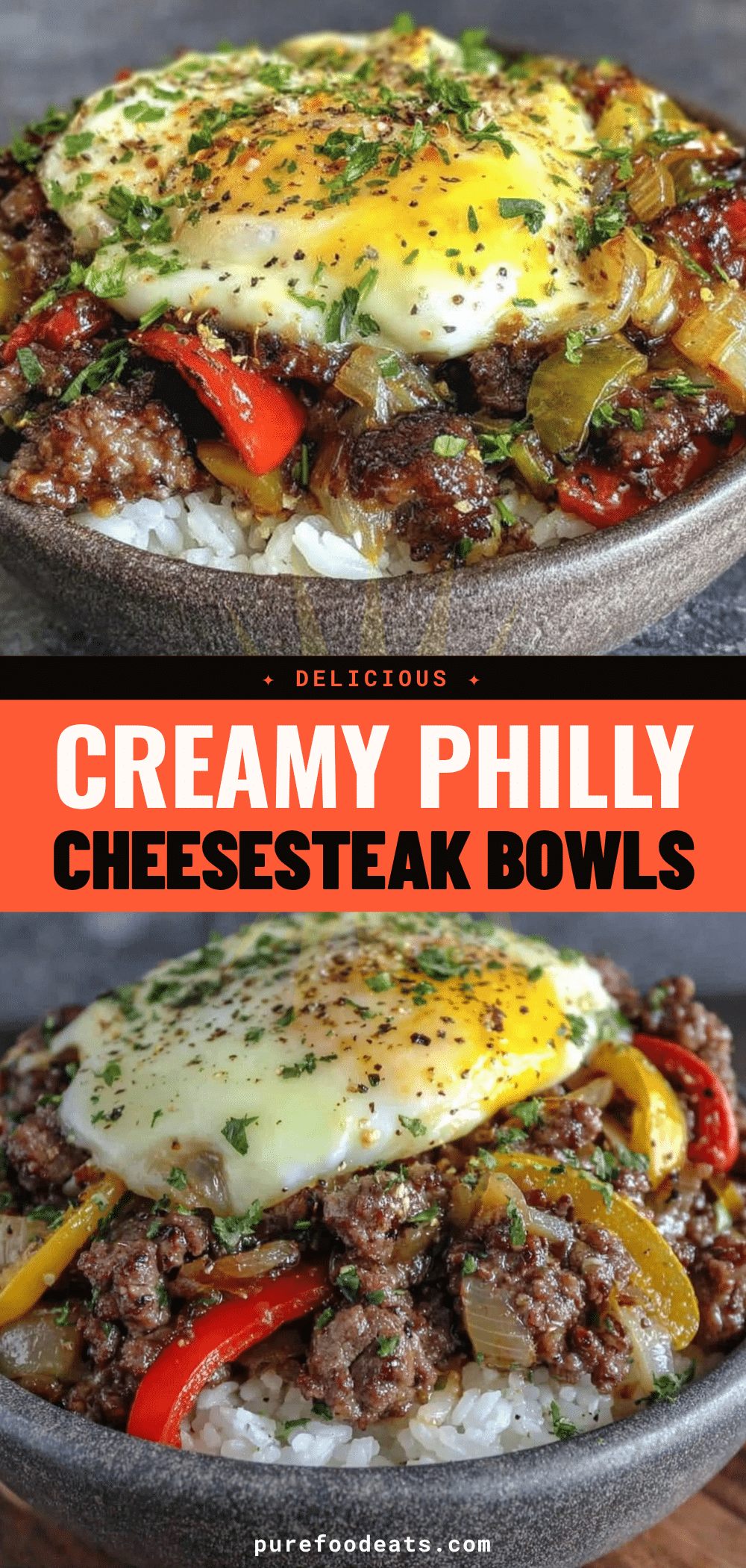Philly cheesesteak beef bowls recipe