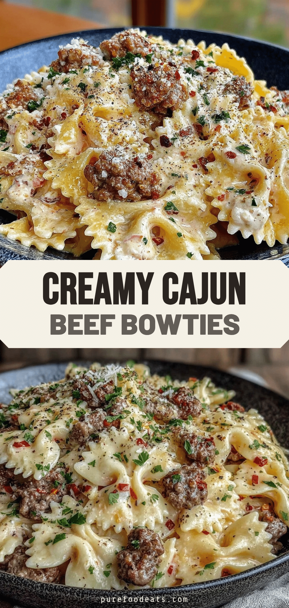 Creamy Cajun Beef Bowties recipe