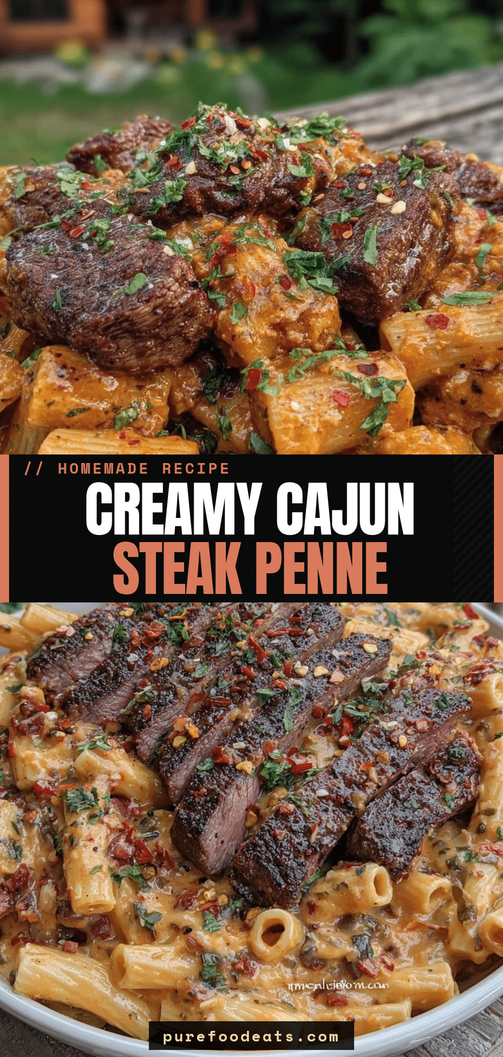 Creamy Cajun Steak Penne Pasta recipe