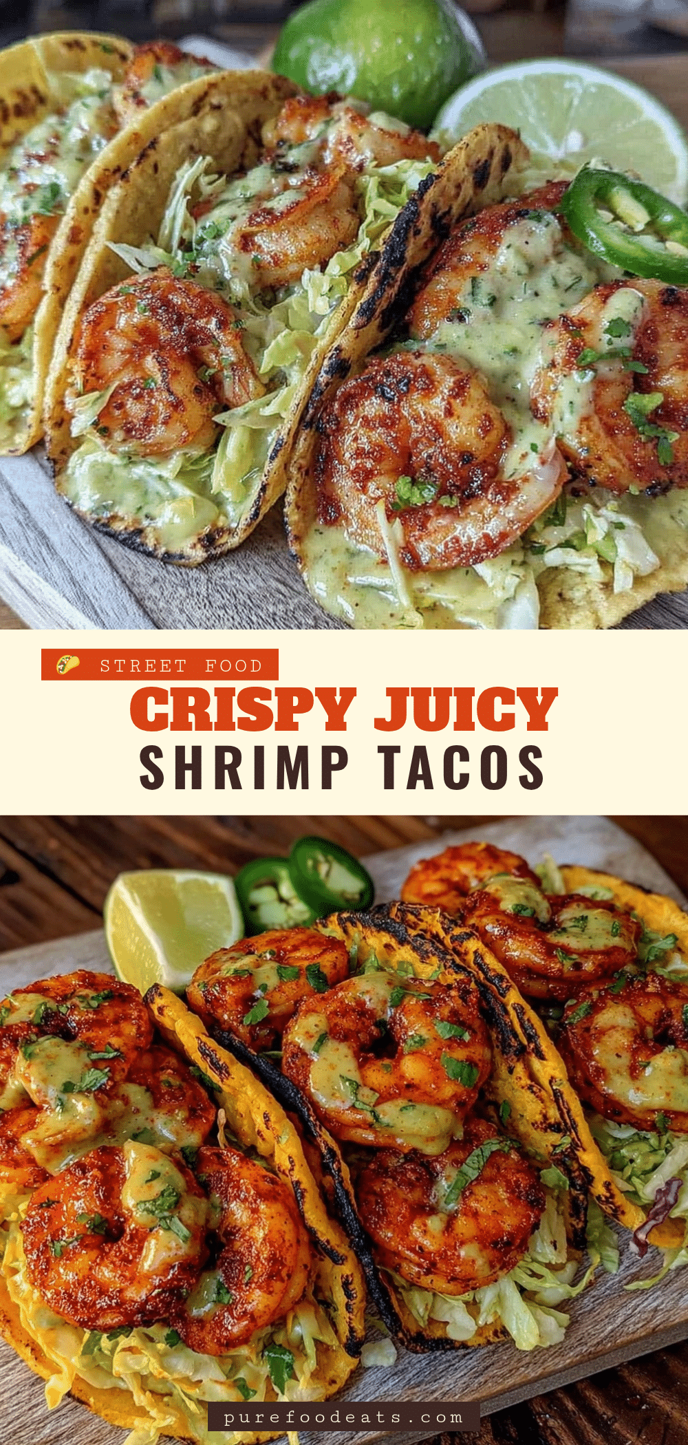 Crispy Shrimp Tacos With Avocado Cream recipe